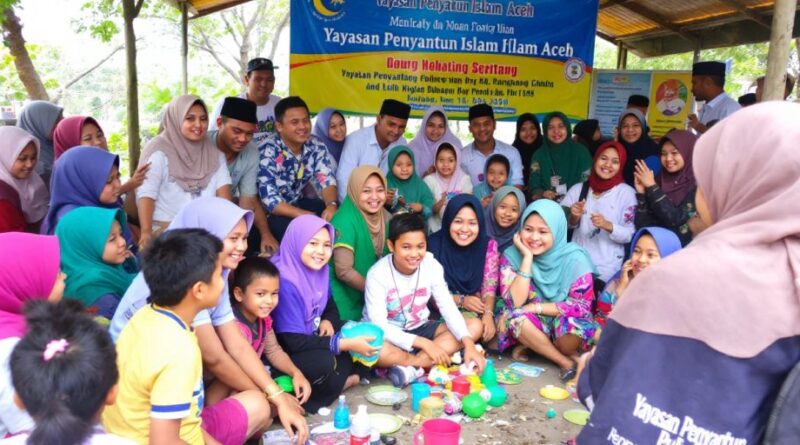 Anak-anak tersenyum dalam kegiatan yayasan di Aceh.